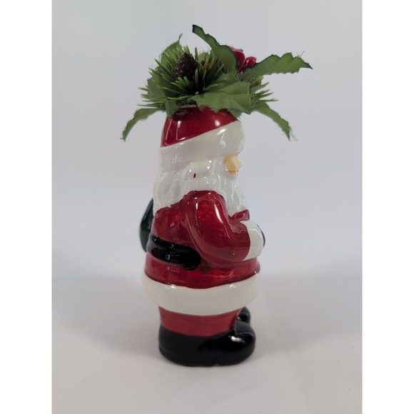 Vintage Santa 6" Planter Ceramin J.S.N. Made In Taiwan‎ Christmas Decor - Picture 4 of 8